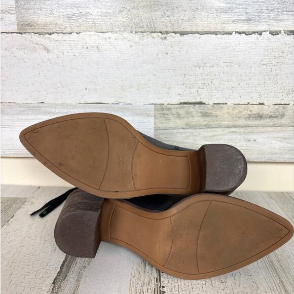 Franco Sarto Women’s 7.5 Black Leather Ankle Boots Block Heel Pointed Toe zip - Picture 6 of 7